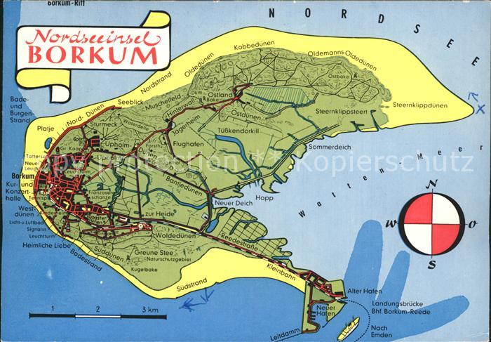 BORKUM Nordseebad Niedersachsen Alter Hafen Kobbeduenen Neuer Deich