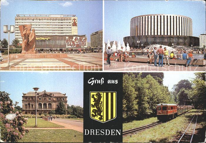 DRESDEN Elbe Interhotel Bastei Filmtheater Prager Strasse Pioniereisenbahn