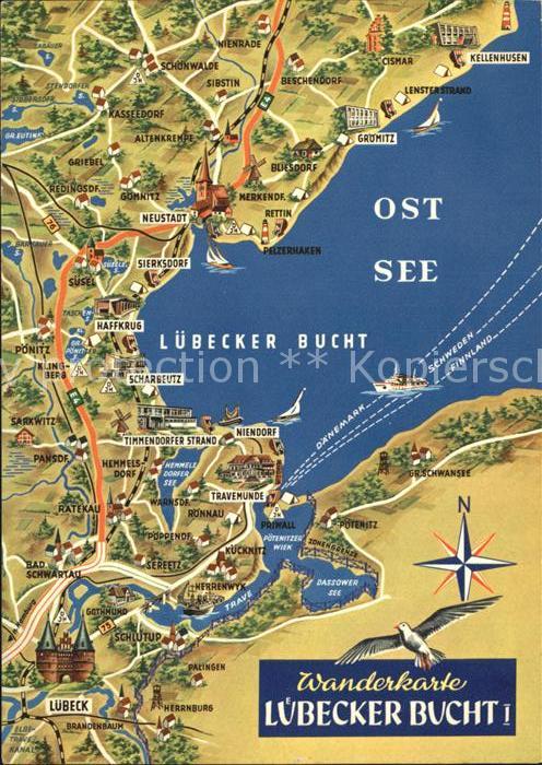 Kellenhusen Ostseebad Panoramakarte Luebecker Bucht Groemitz Neustadt