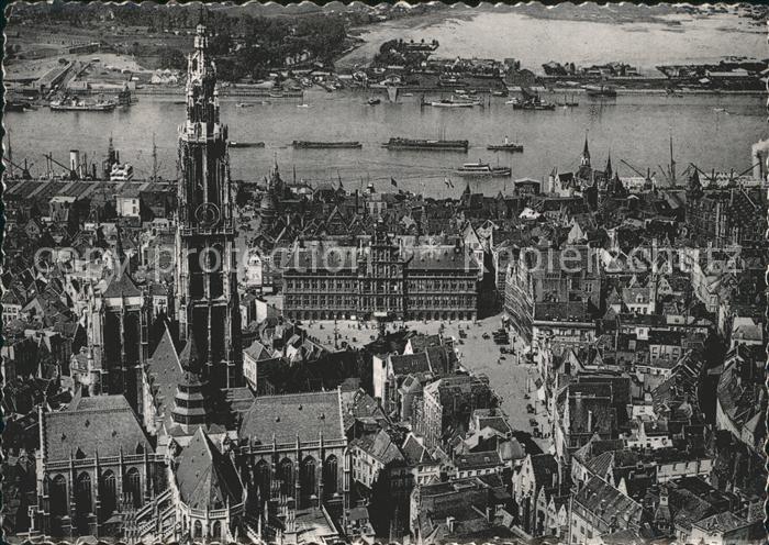 Antwerpen Anvers Fliegeraufnahme Cathedrale Place Escaut