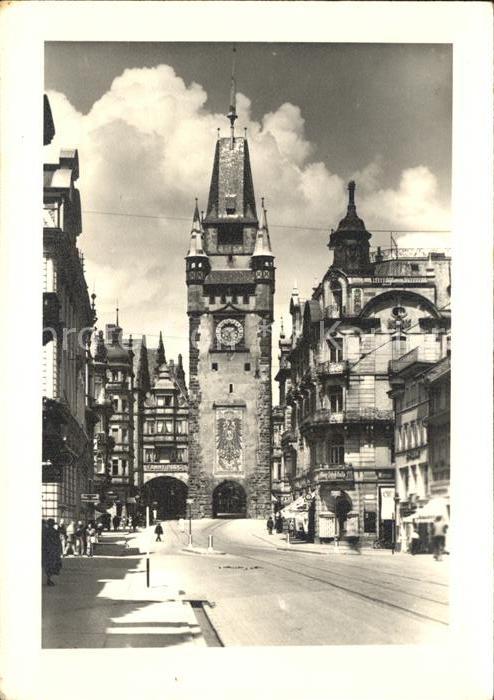 Foto Mueller Adolf Freiburg im Breisgau Bertholdsbrunnen Martinstor