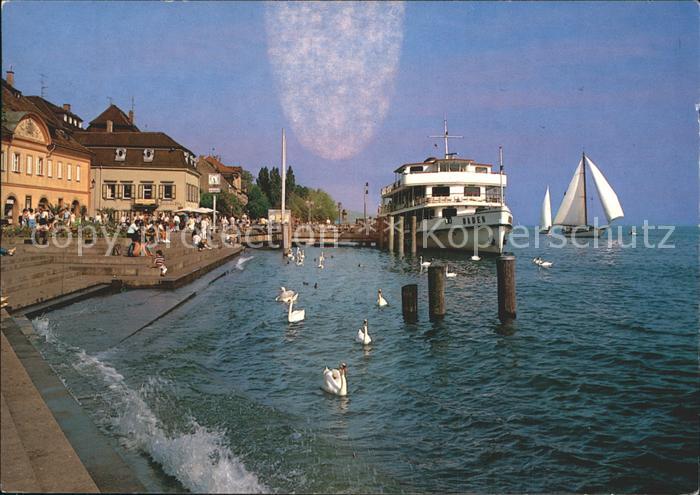 Motorschiffe Baden ueberlingen Bodensee Seepromenade Schiffsanleger