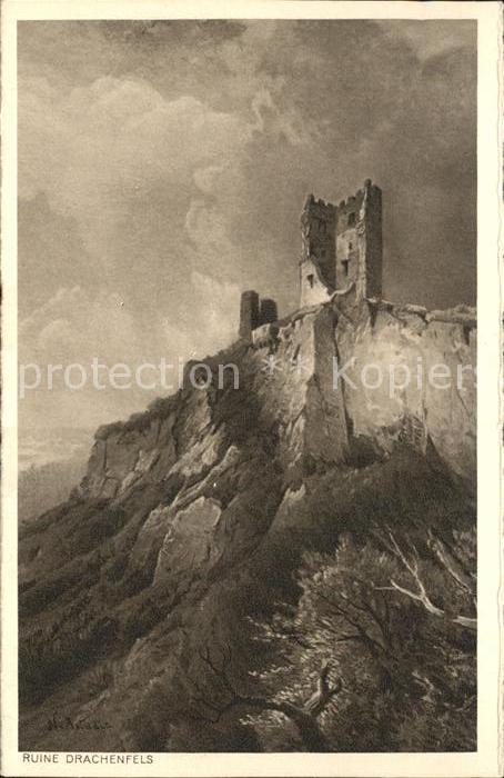 Koblenz Rhein Burgruine Drachenfels Serie Der malerische Rhein Kuenstlerkarte