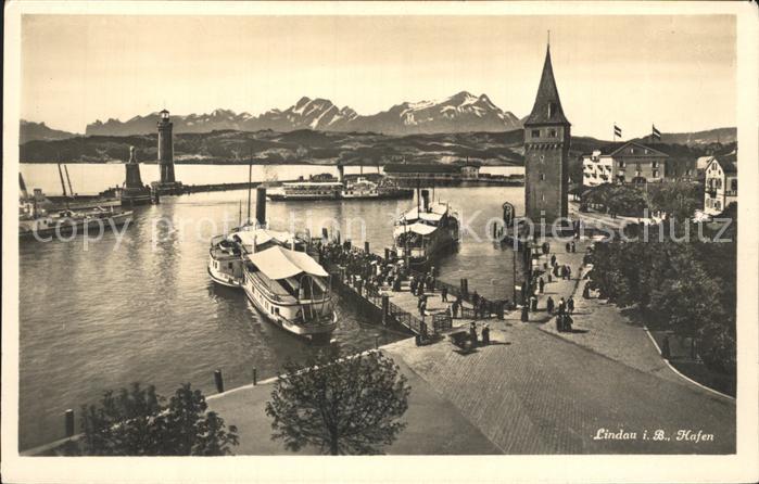 Lindau Bodensee Hafen Turm Leuchtturm Alpenblick