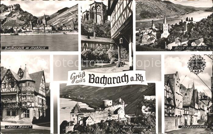 Bacharach Rhein Burg Stahleck Alter Posthof Altes Haus Erker Strassenpartie