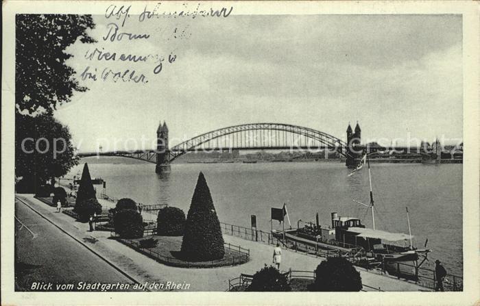 Bonn Rhein Blick vom Stadtgarten auf den Rhein Bruecke