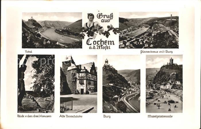 Cochem Mosel Weinanbaugebiet Pinnerkreuz Burg Alte Thorschaenke Moselpromenade