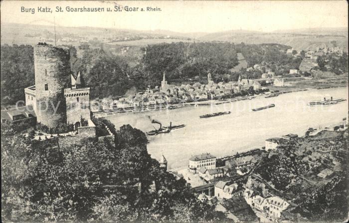 St Goarshausen St Goar Burg Katz Rhein Binnenschifffahrt