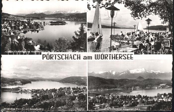 Poertschach Woerthersee Panorama mit Karawanken Werzerstrand Strandrestaurant Mi