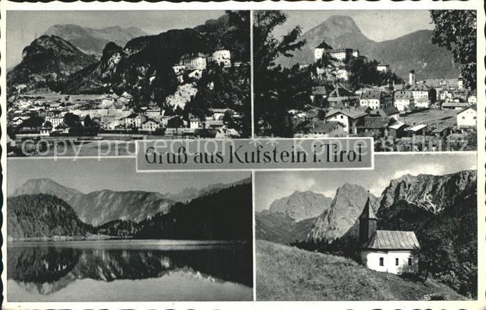 Kufstein Tirol Gesamtansicht mit Alpenpanorama See Wasserspiegelung Kapelle