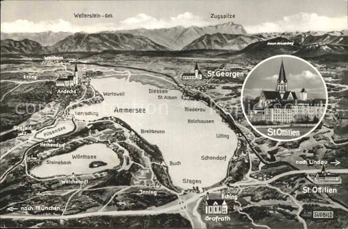 St Ottilien Eresing Erabtei Kloster Ammersee Alpenpanorama aus der Vogelschau