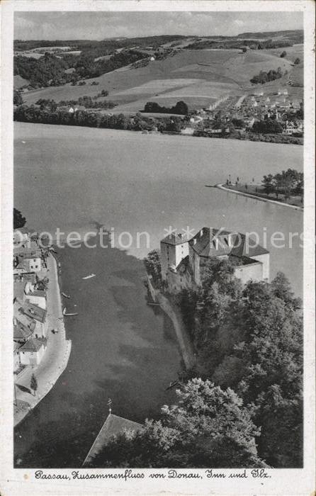 PAssAU Bayern Zusammenfluss von Donau Inn und Ilz Dreifluessestadt