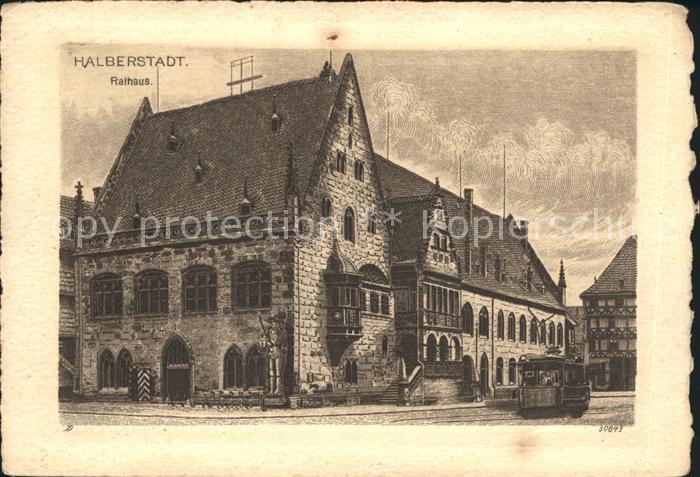 Halberstadt Rathaus Zeichnung Kuenstlerkarte