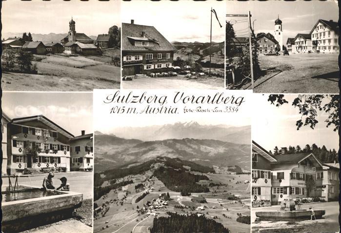 Sulzberg Vorarlberg Ortsansicht mit Kirche Brunnen Alpenpanorama