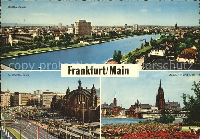 Frankfurt Main Mainpartie und Dom Hauptbahnhof Stadtpanorama