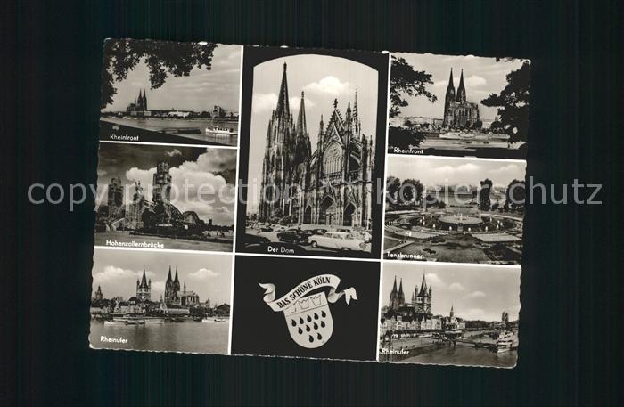 Koeln Rhein Rheinufer Hohenzollernbruecke Dom