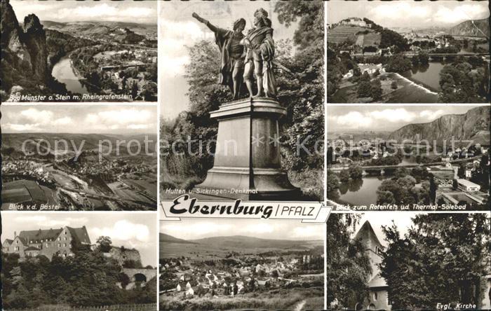 Muenster Stein Ebernburg Bad Panorama Blick von der Bastei Hutten und Sickingen