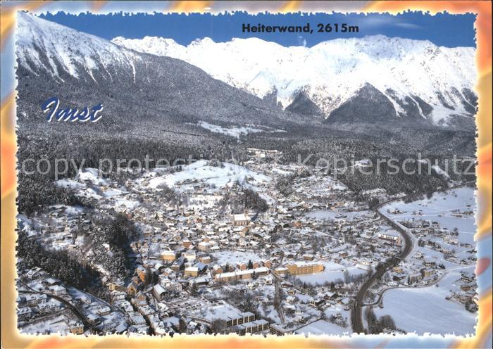 Imst Tirol Winterpanorama mit Heiterwand Lechtaler Alpen Fliegeraufnahme