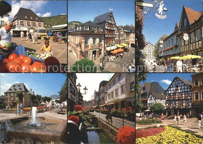 Ahrweiler Ahr Altstadt Fachwerkhaeuser Fussgaengerzone Brunnen