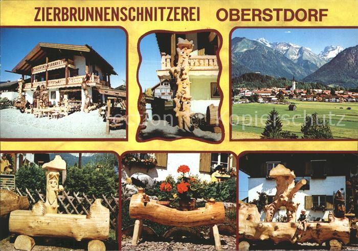 Oberstdorf Zierbrunnen Schnitzerei Handwerk Alpenpanorama
