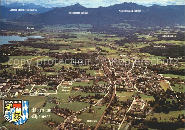 Prien Chiemsee Kneipp Luftkurort Bayerische Alpen Fliegeraufnahme