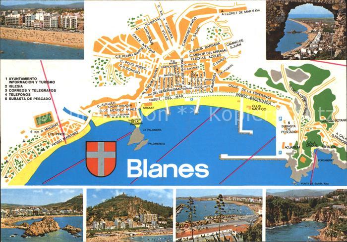 Blanes Teilansichten Kueste Landkarte