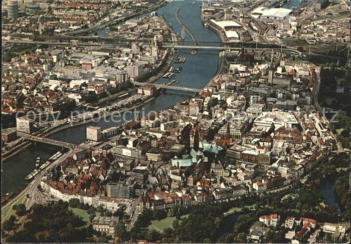 BREMEN  CITY Stadtzentrum Dom Weser Fliegeraufnahme