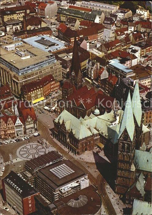 BREMEN  CITY Marktplatz Kirche Stadtzentrum Fliegeraufnahme