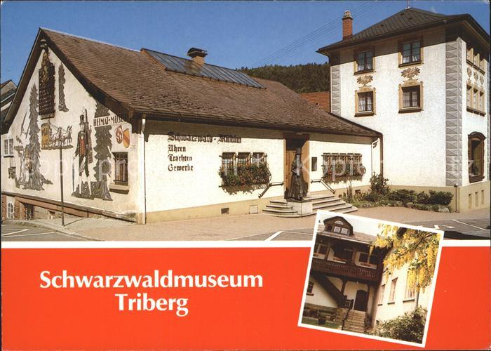 Triberg Schwarzwald Schwarzwaldmuseum Statue Trachtenfrau in Bronze Fassadenmale