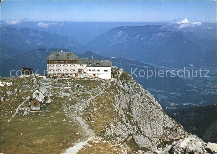 Watzmannhaus Berghaus Tiefblick vom Hocheck Anstieg Fernsicht Alpenpanorama