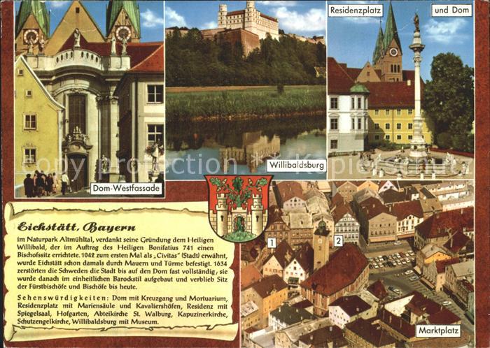 Eichstaett Oberbayern Dom Williboldsburg Residenzplatz Saeule Marktplatz Naturpa