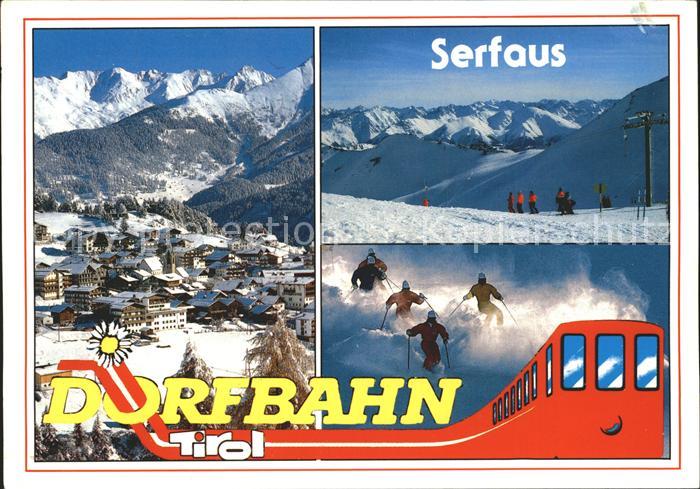 Serfaus Tirol Wintersportplatz Alpenpanorama Tiefschnee Skifahrer Dorfbahn