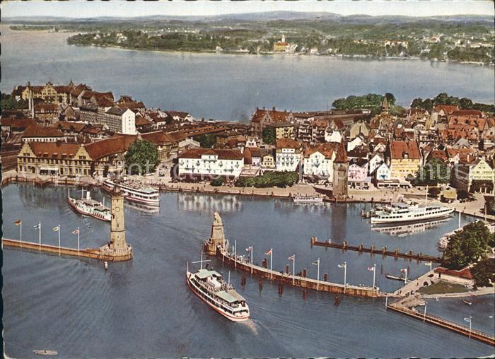Lindau Bodensee Ferieninsel Hafen Faehre Fliegeraufnahme