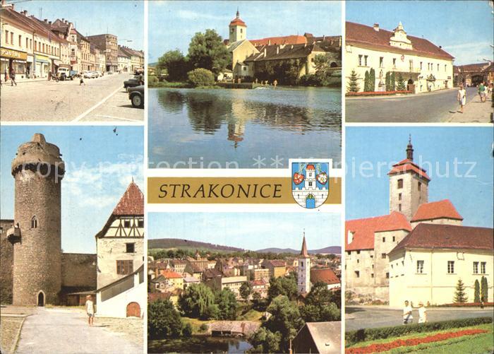 Strakonice Strakonitz Teilansichten Turm Kirche