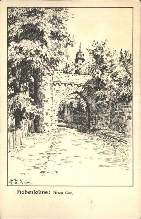 Hohensolms Burg Altes Tor Federzeichnung