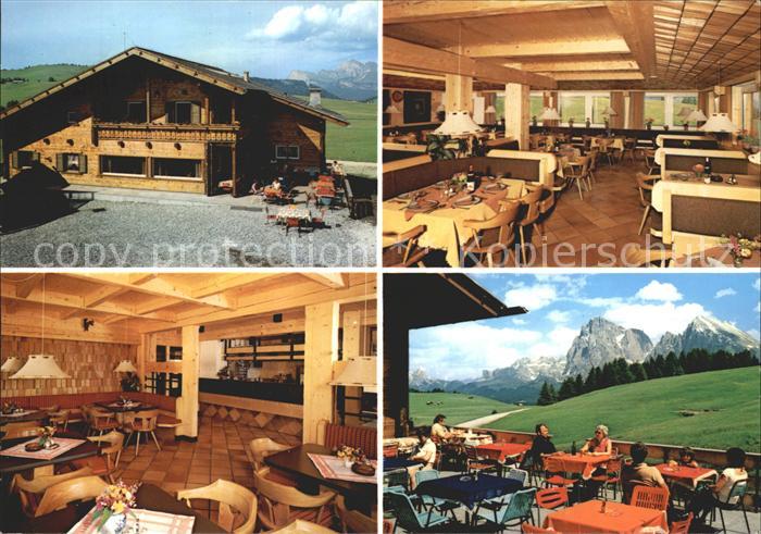 Seiser Alm Dolomiten Restaurant Ritsch Schwaige Gastraum Terrasse