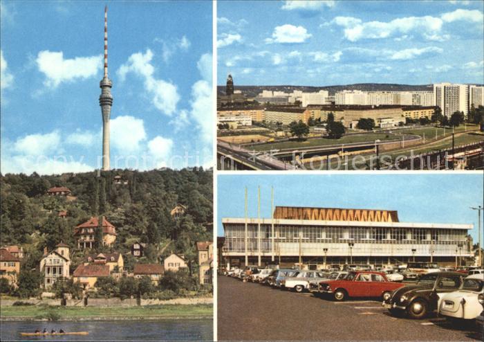 DRESDEN Elbe Fernsehturm Wachwitz Stadtblick Hochstrasse Kulturpalast