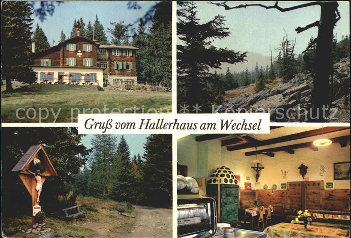 Moenichkirchen Hallerhaus am Wechsel Gaststube Wegekreuz Landschaft