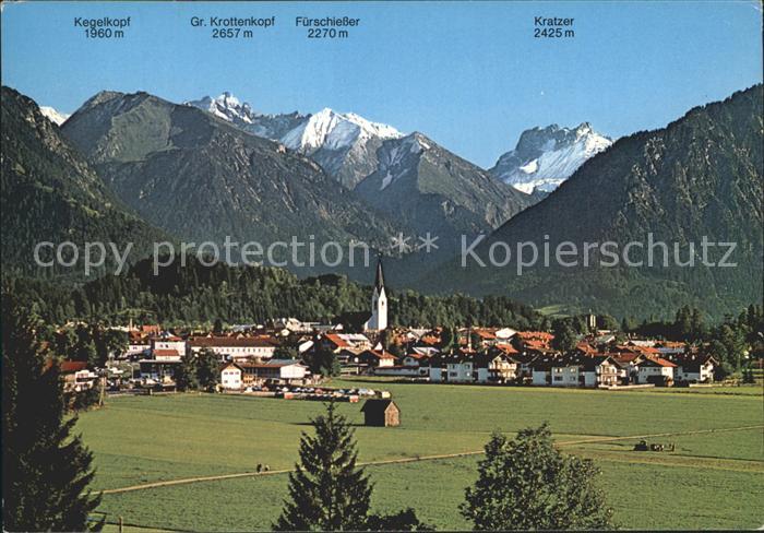 Oberstdorf mit Kegelkopf Krottenkopf Fuerschiesser und Kratzer