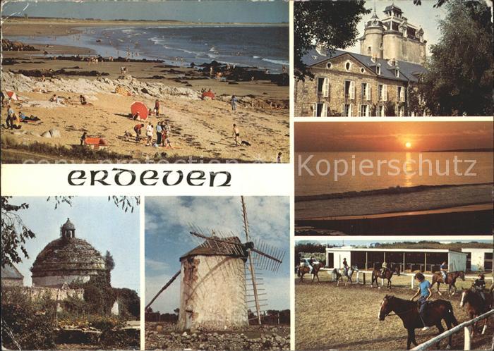 Erdeven La plage de Kerilio Le chateau de Keraveon Le Moulin de Narbon Le Centre