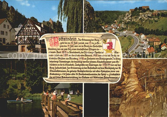 Pottenstein Oberfranken Burg Teilansicht Bootspartie Grotte
