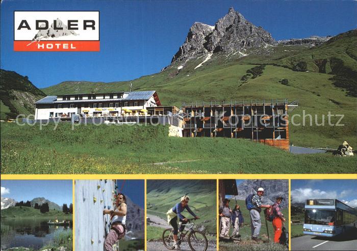 Warth Vorarlberg Hotel Adler See Kletterwand Mountainbike Wandern Bus