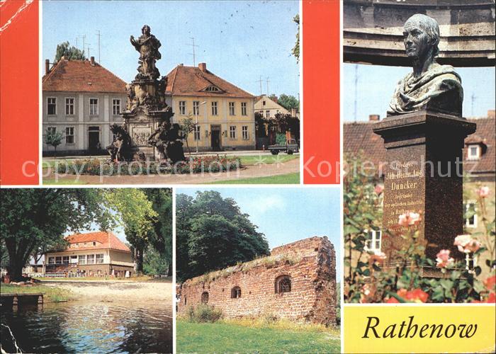 Rathenow Denkmal des Kurfuersten Duncker Denkmal Wolzensee Stadtmauer