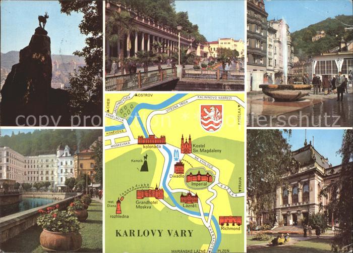 Karlovy Vary Teilansichten uebersichtskarte
