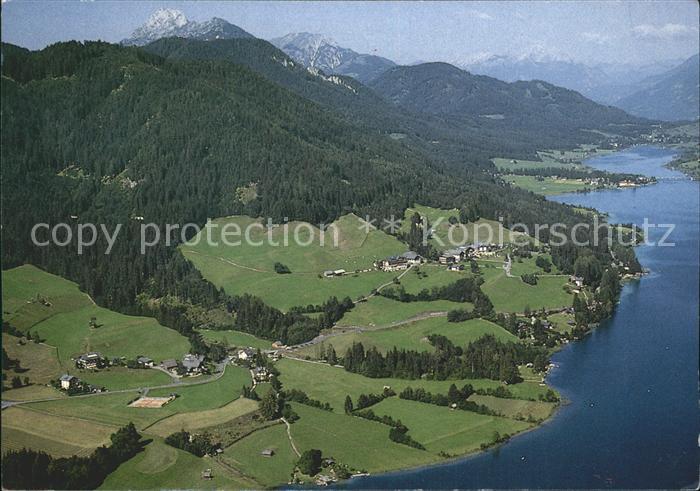 Weissensee Kaernten Blick ueber Naggl Fliegeraufnahme