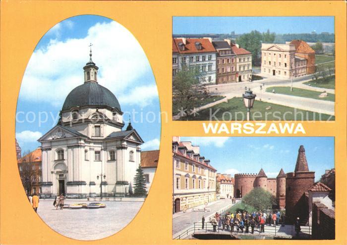 Warszawa Koscial Sakramentek w Rynku Nowego Miasta Ulica Mostowa Widok na Barbak