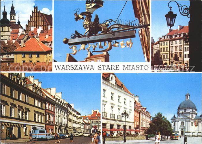 Warszawa Widok na Stare Miasto Wywieszka restauracji Bazyliszek Rynek Starego Mi