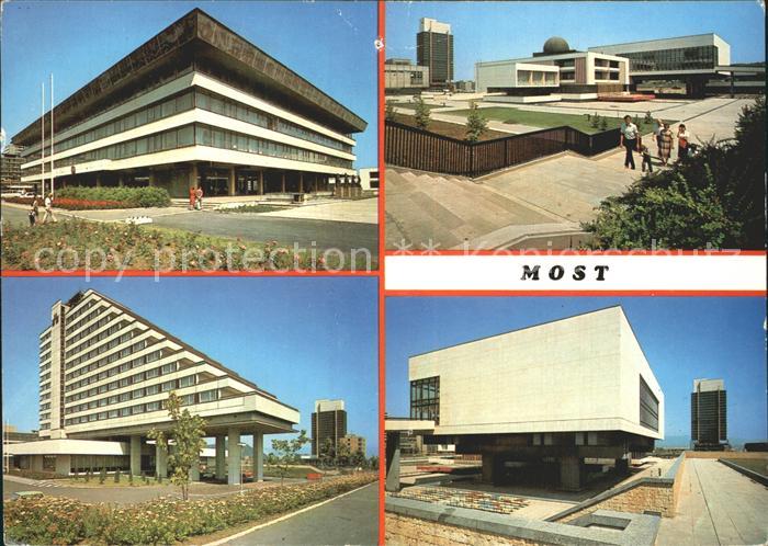 Most Bruex Czechia Budova narodnich vyboru Oblastni kulturni stredisko Hotel Mur