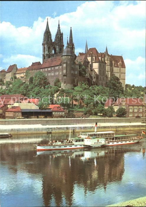 Meissen Elbe Sachsen Albrechtsburg und Dom Fahrgastschiff