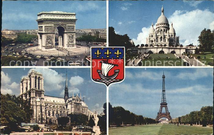 Paris Arc de Triomphe Sacre- Coeur Notre- Dame Tour Eiffel